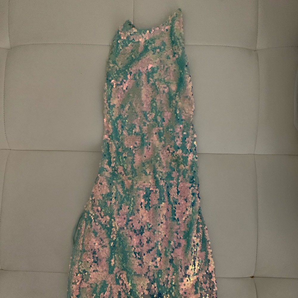 A backless mini dress